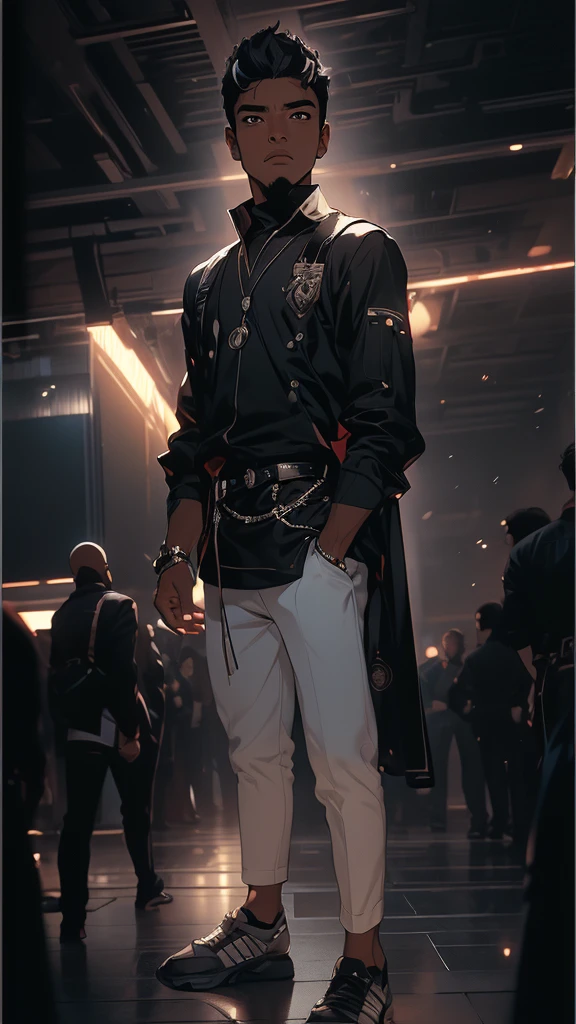 (masterpiece, ultra detailed image, 32k, 8k) black man, short black hair, knight, gray eyes, confident expression, (staring at viewer, image focused on face) video