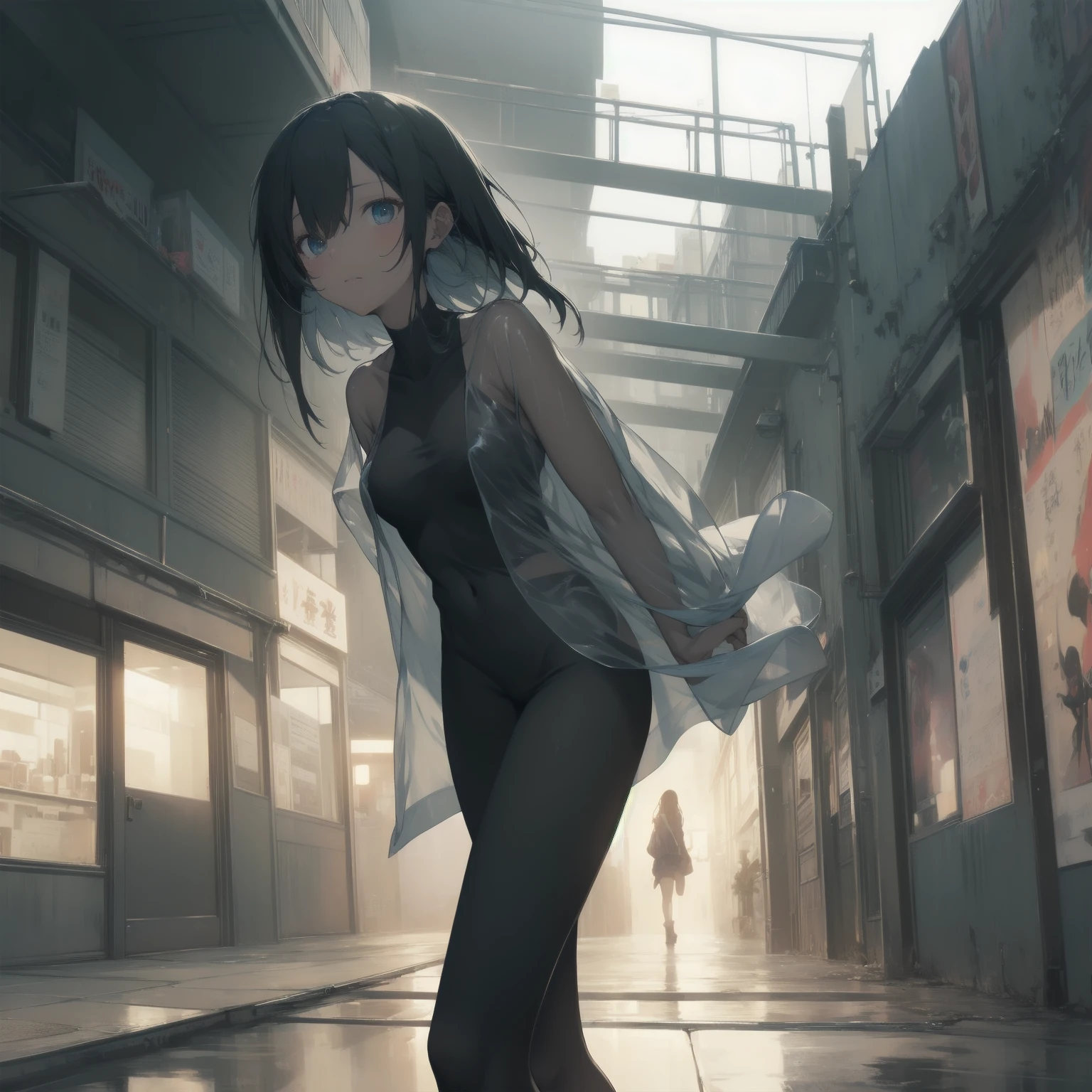 nsfw, ultra-absurdres-Top quality by artist God, ultra-detailed, high resolution, anime moe artstyle, best anime 8k konachan wallpaper, pixiv contest winner, pool:2810, perfect anatomy,break, 1girl, Woman evacuating in the rain, Black Medium Bob, Blue eyes, white shirt, wet, ((see through:1.3)), Tattered hut, break,super detailed skin, Best cinematic lighting powered by famous artist, 8k,beauty illustration,photoshop_(medium),very aesthetic,break,((artist:zen_(kamuro) )), artist:clamp ,artist:carnelian ,artist:kantoku ,