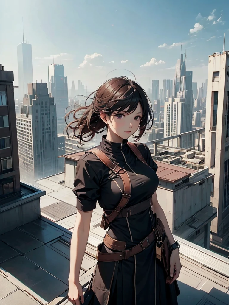 Set the background to the rooftop of a building