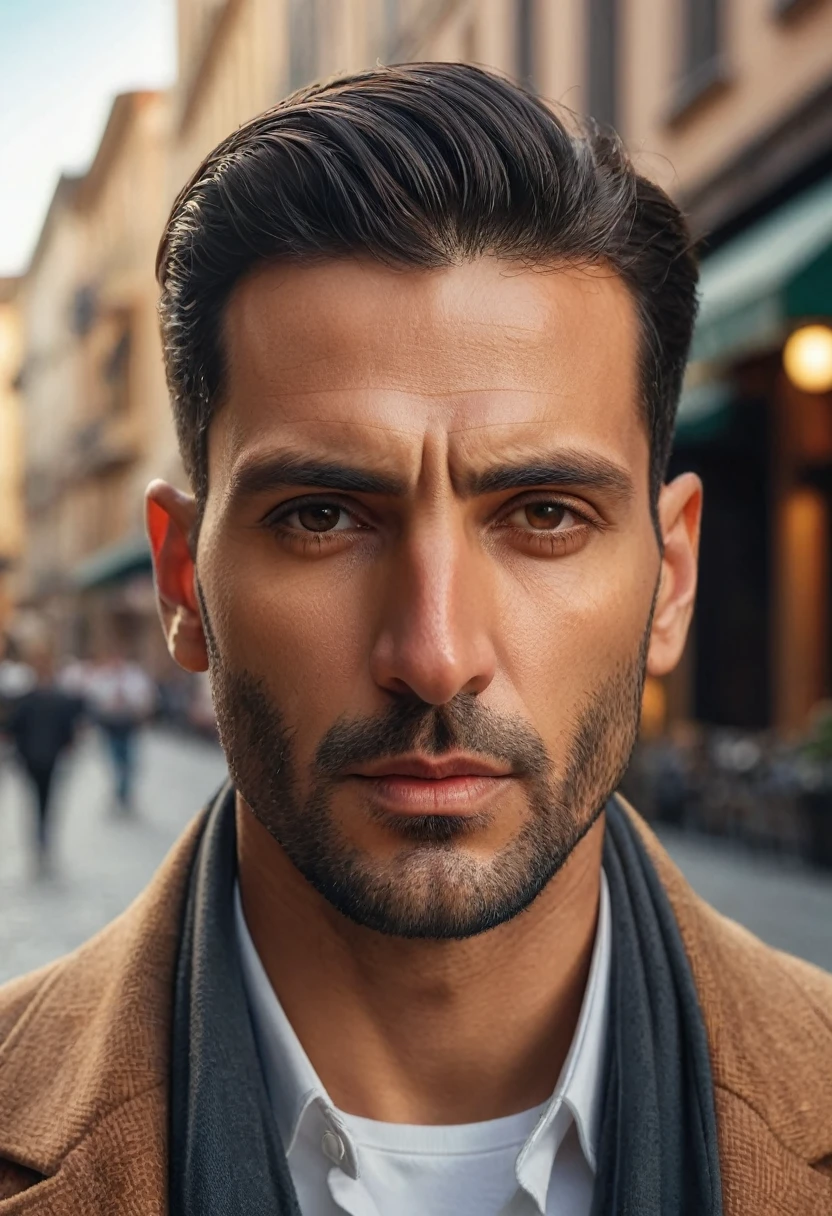 (best quality,4k,8k,highres,masterpiece:1.2),ultra-detailed,(realistic,photorealistic,photo-realistic:1.37),((portrait of a man with a hooked nose, aquiline nose)), strong facial features, chiseled jawline, intense gaze, dramatic lighting, warm color tones, cinematic composition, dramatic shadows, high contrast