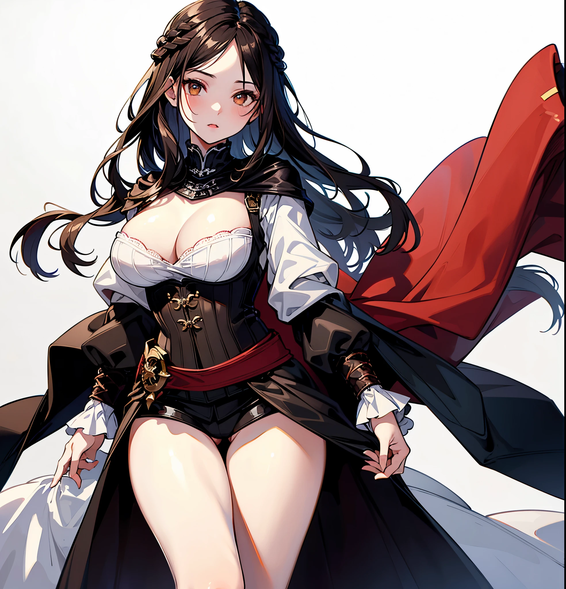 (Highest quality, masterpiece, Very detailedな, Very detailed, Exquisite, 16K,Full HD),(White Background:1.5),、Big Breasts,No text,Upper Body,serana,Black Hair,1people