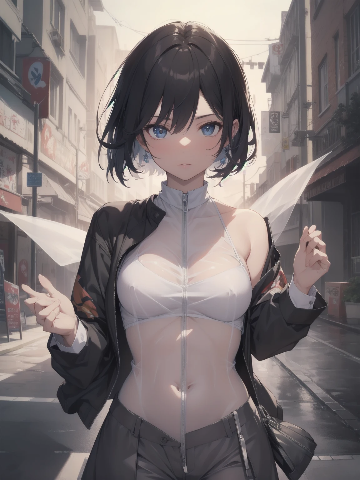 nsfw, ultra-absurdres-Top quality by artist God, ultra-detailed, high resolution, anime moe artstyle, best anime 8k konachan wallpaper, pixiv contest winner, pool:2810, perfect anatomy,break, 1girl, Woman evacuating in the rain, Black Medium Bob, Blue eyes, white shirt, wet​, ((see through:1.3)), Tattered hut, break,super detailed skin, Best cinematic lighting powered by famous artist, 8k,beauty illustration,photoshop_(medium),very aesthetic,break,((artist:zen_(kamuro) )), artist:clamp ,artist:carnelian ,artist:kantoku ,
