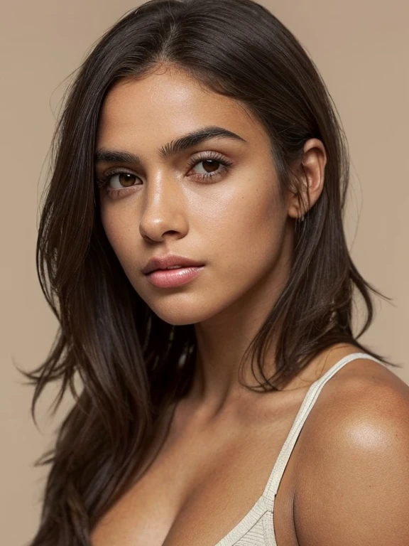 Cave girl looking like a young female gorilla in modern hospital pajamas, (Very black skin, heavy brow ridges, deep-set realistic expressive brown eyes, protruding, well-developed jaw, wide flat nose, extremely shaggy thick brown hair on the head, light hair growth all over the body, plump physique, slightly hunched over; whole body, neutral background,