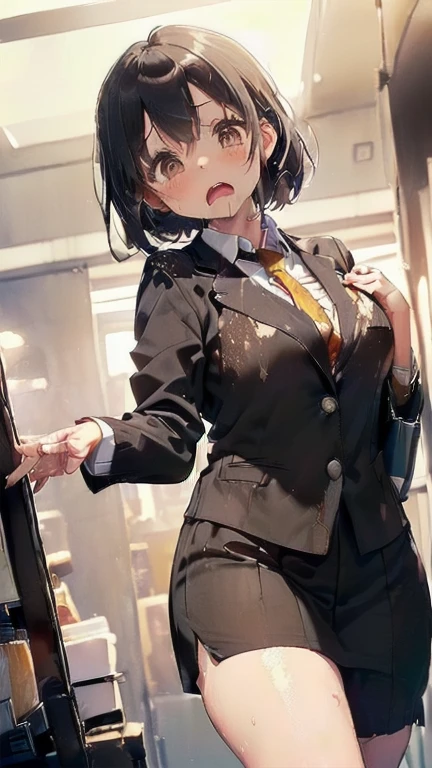 (must be follow these prompts:2.2),masterpiece,best quality,extremely detailed,(in her clothing:3.0),(in her formal styled business suit clothing:2.6),(adorable expression:2.5),(usual face:2.2),(displayed one girl on single picture:2.4),(black hair:2.1),(A short, slightly plump new employee in a business suit working in modern Tokyo:2.2),(The new employee is short and wears a business suit that looks ready to burst.:2.1),(A cute moan like a young girl:2.1),(The new employee was covered in very pale amber-colored semen that had soaked into his clothes.:1.4),(The new employee is wearing a business suit that has been stained with a slightly brownish-yellowish stain from a previous .:1.8),(The new employee&#39;s breasts, covered by her business suit, are bulging out due to her strong sexual desire.:1.9),(Lewd love juices dripping down the inner thighs of his dark grey trousers:2.1),(in her clothing massively ejaculated:2.6),(in her clothing over and over again ejaculated:2.4),(seminal frousy girl:1.9),(in her clothing unbelievably ejaculated:2.4),(men's elected twangers were inserted her:2.3),(in her clothing massively ejaculated:2.2),(A new employee with a plump, round body:2.3),(she was already stroked up to the depth intervaginal sensual spot:1.7),(notably buldged up her inner labia majora:2.6),(A young, shy moan:1.5),(having big breasts in her clothing:2.5),(A new employee with a very innocent look while working in the office:2.3),(The new employee is short but has a slightly plump body.:2.1),(The crotch of his dark grey trousers is heavily discolored with love juice stains.:2.5),(The new employee is convulsing and dripping love juice from her pussy, which is hidden under her pants.:1.8),(The new employee&#39;s dark grey trousers, tightly encircling her plump thighs, are damp with lascivious secretions.:1.9),(The new employee endures the slush between his legs by keeping his dark grey trousers on tight.:2.5),(The corner of a young girl&#39;s body々A new employee whose entire body was toyed with by the lewd urges that wriggled wetly.:1.7),(A new employee who is always holding his crotch over his dark grey trousers:1.7),(A moan filled with childish embarrassment:1.5),(The new employee&#39;s suit-covered breasts and nipples are bulging with lust.:1.8),(The new employee&#39;s lewd body beneath her clothes is swelling slightly with her lascivious reaction.:1.6),(The new employee works very diligently.:2.5),(The new employee has short, thick legs.:2.2),(first time々New Employees:2.2),(she looks like japanese idol:2.3),(The dark grey trousers are made of a durable fabric that will never tear.:4.3),(Her bursting breasts are completely hidden under a dark grey office suit:2.4),(she looks like a lolita:2.0),(All of this happened to the new employee himself, not anyone else.:2.1),(Slimy semen was leaking from the crotch area of his dark grey trousers.:1.6),(tough business suit:2.2),(Make sure to depict the face:5.3),(Calm expression:4.3),(Innocent face:3),(The story focuses on just that one new employee.:3.3),(The only characters that appear are the new recruits.:4.2),(Portrait Style:5)