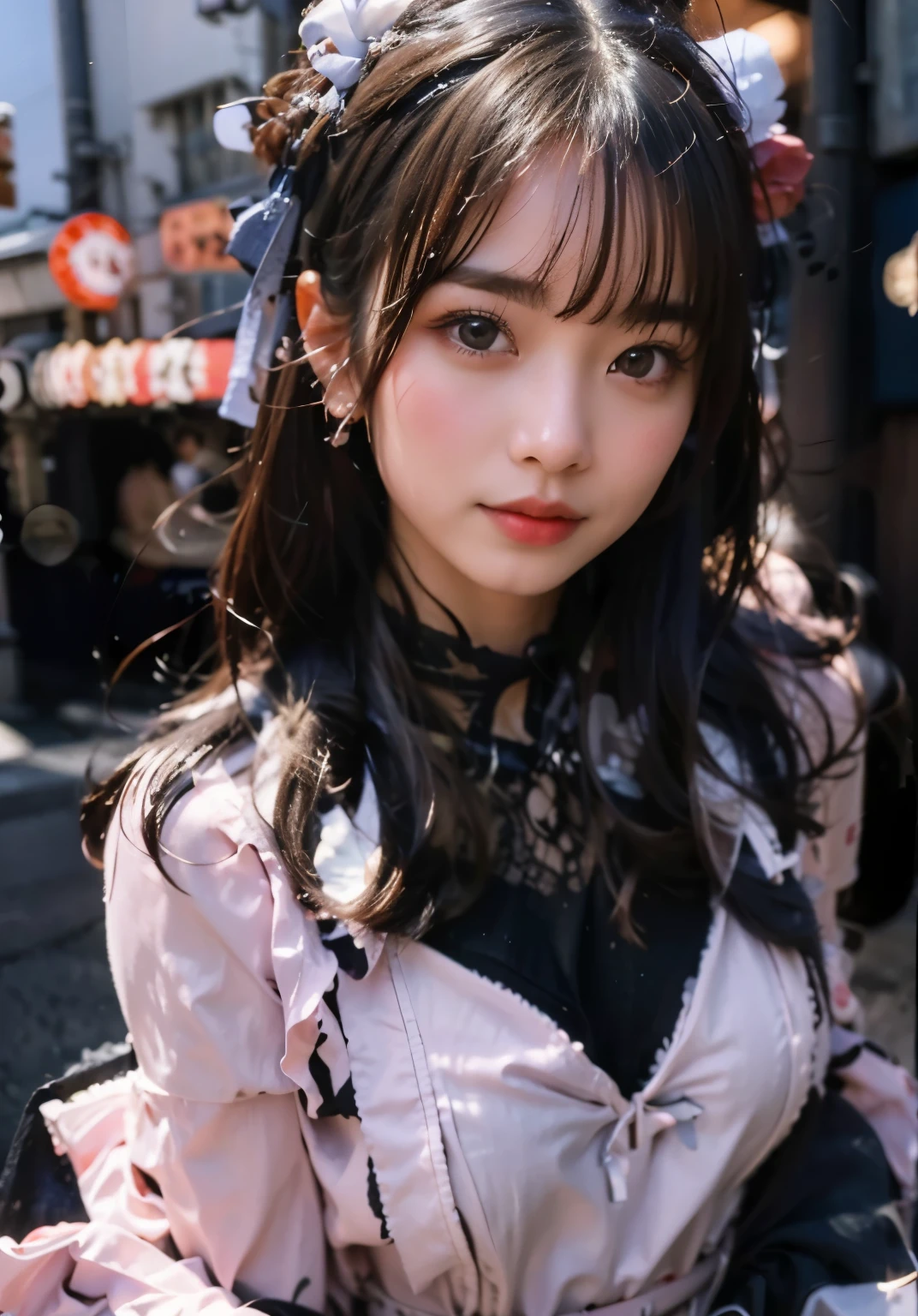 best quality, masterpiece, ultra high resolution, 8k, raw, (photo realistic:1.4), sharp focus, 1 girl, (detailed background:1.5), (tokyo streets:1.3)