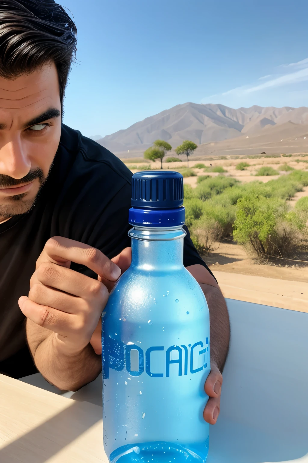 A man who drink local bilseri water bottle 