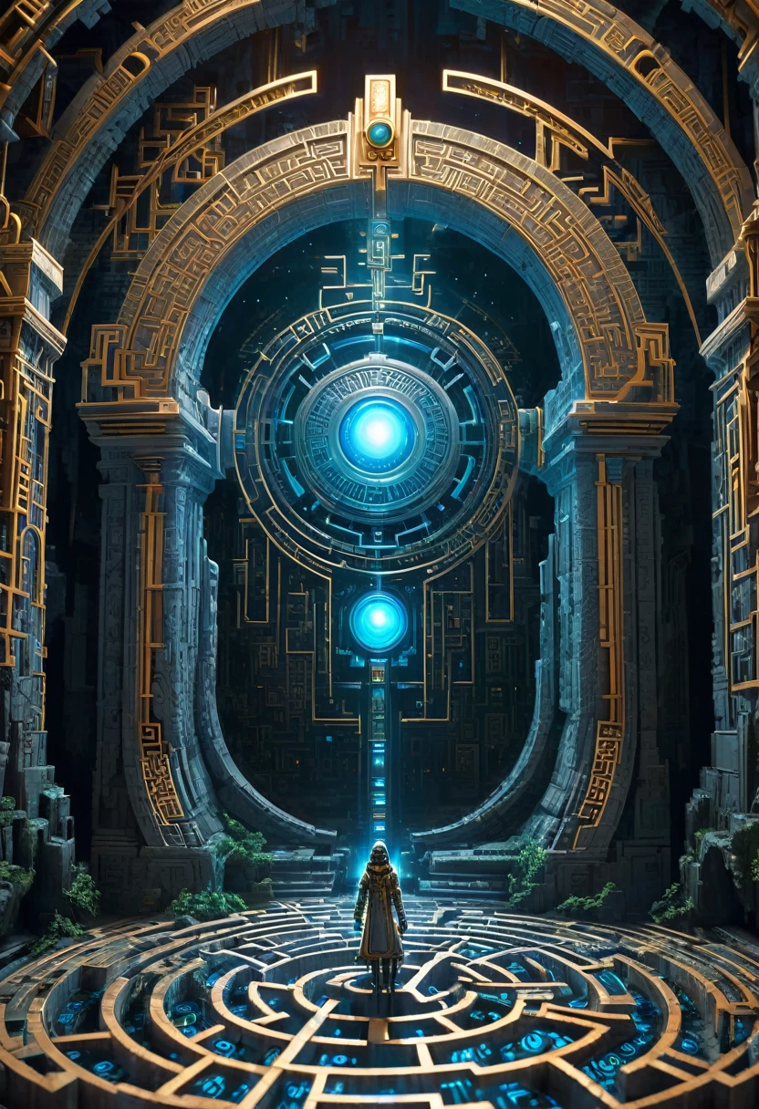 Artwork by mooncryptowow, In the forgotten kingdom, There is a portal in time and space, Hidden in the intricate maze of reality and illusion, Through a thorough fusion of realism and detail,Capturing its mysterious essence, Intertwined with glitches and binary code, Uncover its futuristic and sci-fi secrets, No humans