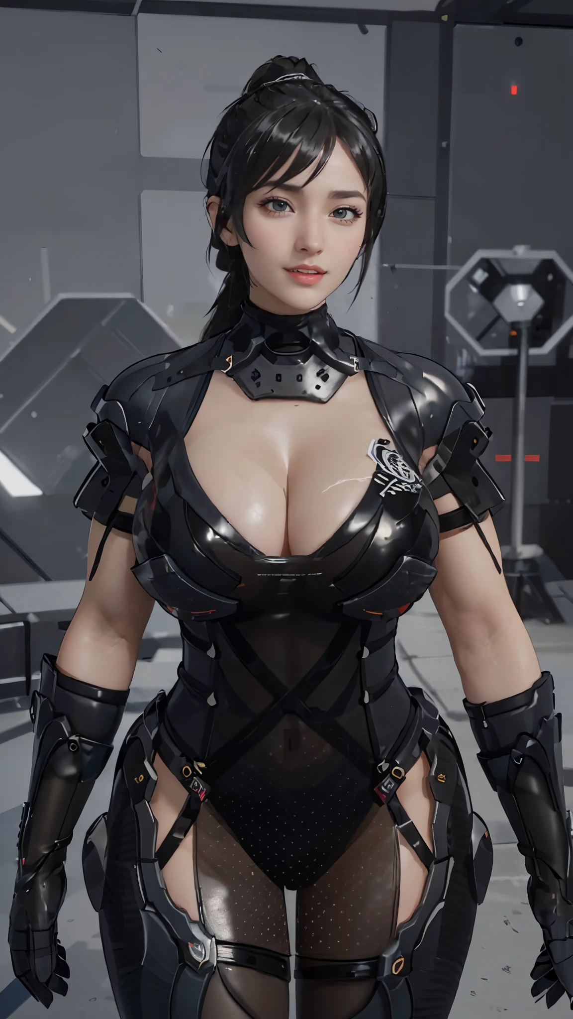 Solo, Stand Up Straight, Physically-based Rendering, Unreal Engine 5 Render, Jealous, (look Half Body:1.5), ((muscle And Bbw Body Type:1.4)), beautifull Breasts,((cleavage, low cut, open chest & Gigantic fake Breasts:1.5)), (expose 11 line Abs:1.4), (Huge Hips:1.3), ((dressed in sci-fi military armor, scifi woman, beautiful Cyborg Woman+Futuristic armor from OVERWATCH 2, Guard Arms, Gloves:1.5)), (close Up Upper Body), ((pale Skin+Body Oiled:1.3)), (clean Glossy Bodyskin:1.4), (background Futuristic Space Station:1), (bokeh, photorealsitic:1.4), (ultra-detailliert), (top-quality:1), (best Shadows), Bright Light In Room, Hyper Texture, (4x Msaa), ((unreal Engine 5 Render)), (neon), Physically-based Rendering, Ultra Hight Definition, 16k, 1080p, Beauty Model, 4k Resolution.