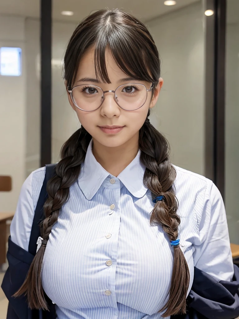 Big Breasts、Braid、Glasses、 uniform