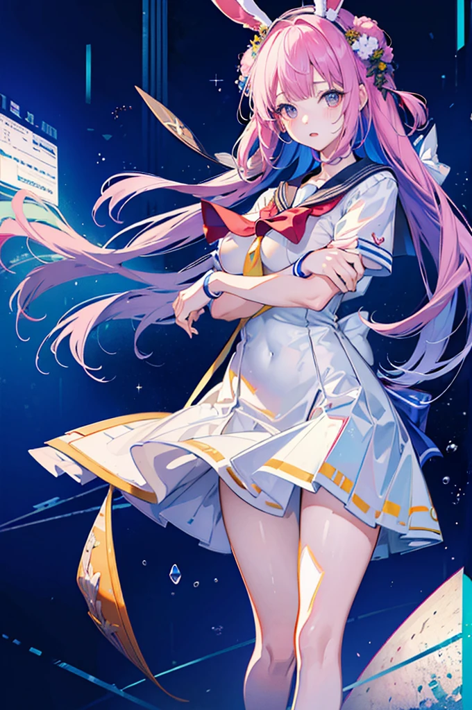 (((masterpiece))), best quality, Ultra-fine CG unity 8k wallpaper (Bunny Girl:Sailor Suit|1.2)(Huge tits)(Sexy)