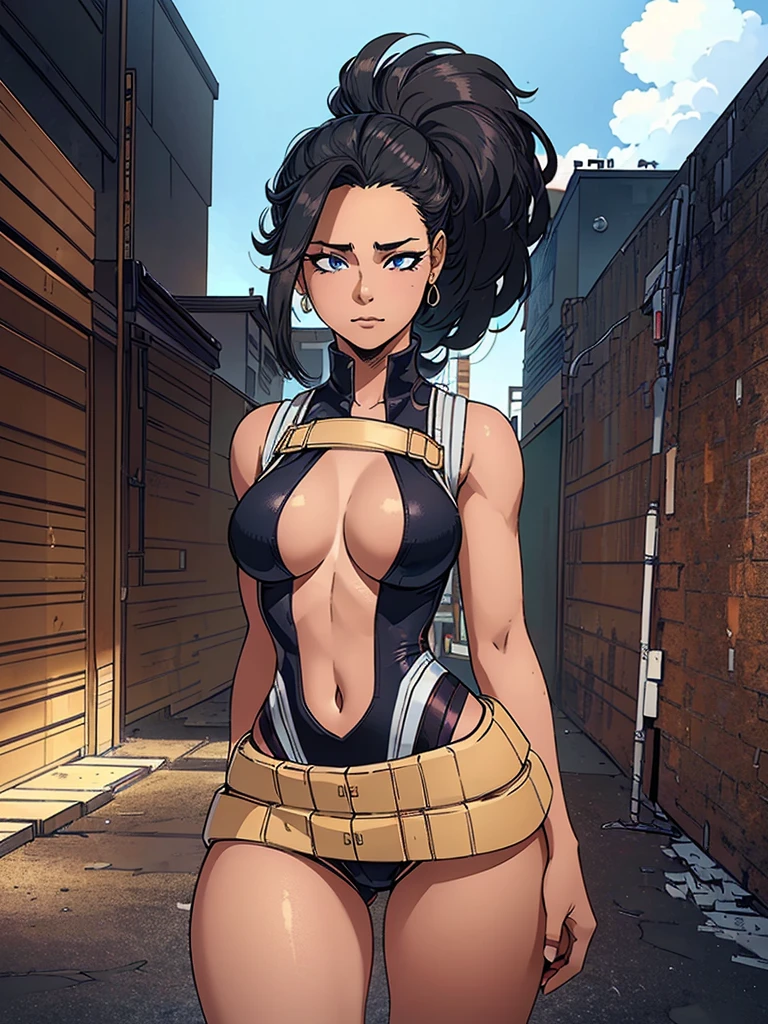 Just one girl,Best quality, 4k, high resolution, body stuck dress, perfect smile, gorgeous, light skin, ahegao face(hentai face) ,black hair, pony tail hair,
Wearing swim suit, wearing short pants,clothes are stuck in body, bodyfit outfit,1 girl, solo, seductive look, elegance and charm, (masterpiece, best quality, high resolution), looking at the viewer, standing, (intricate and beautiful:1.2), (detailed light:1.2), (soft light, side light), (high resolution textures, outdoor, Burmese girl, wearing gorgeous jewelary, wearing harness over the outfit ,outdoor background, sun light, attractive, sexy, mature and hot, young,(masterpiece:1.3), (disorganized:1.3), (highest quality:1.3), perfect anatomy, detailed face, front view, perfect right hands, looking at viewer, (Super detailed:1.3), (best shadow:0.7), (treated hair), fine eyes, beautiful eyes, young aged woman, alone, standing, crystal earrings,closed_mouth, , outdoors,Thick thighs, arrogant face, small 