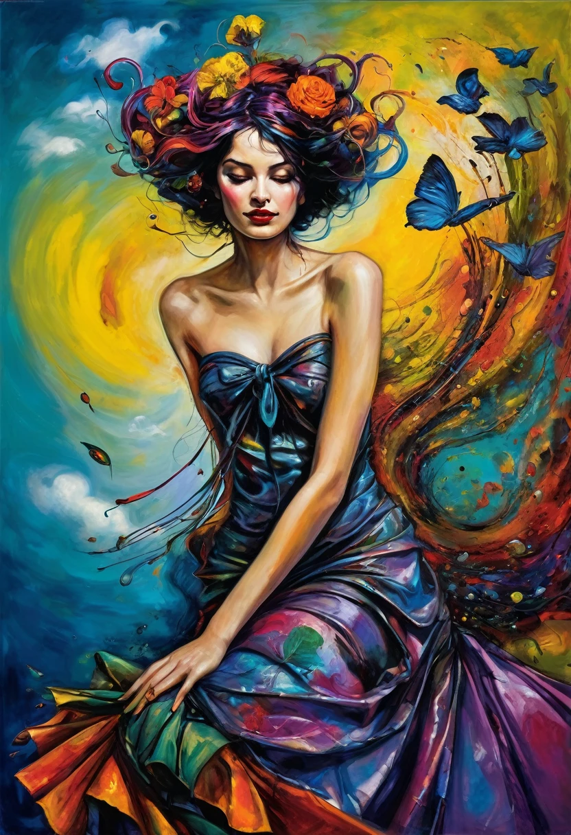 (Artistic Masterpiece of Romantic Life) ( (Themed Art of Life) ( (Conceptual Art) (NFT Exclusive) (Fauvism Work) ()”) Where visual poetry transcends traditional boundaries and embraces the dynamic interplay between creativity and technology Takes),dripping paint,darkart,style, in the style of esao andrews