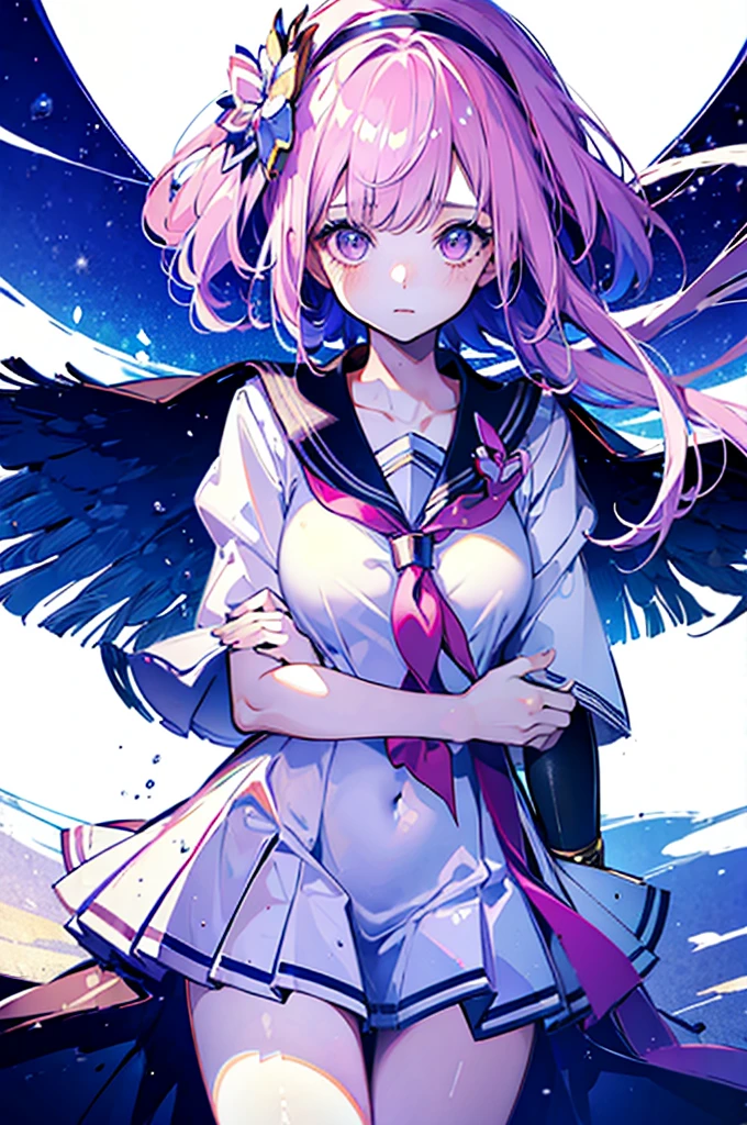  (((masterpiece))), best quality, Ultra-fine CG unity 8k wallpaper ，，(Magical girl:Sailor Suit|1.2)(Huge tits)(Sexy)，On the bed，