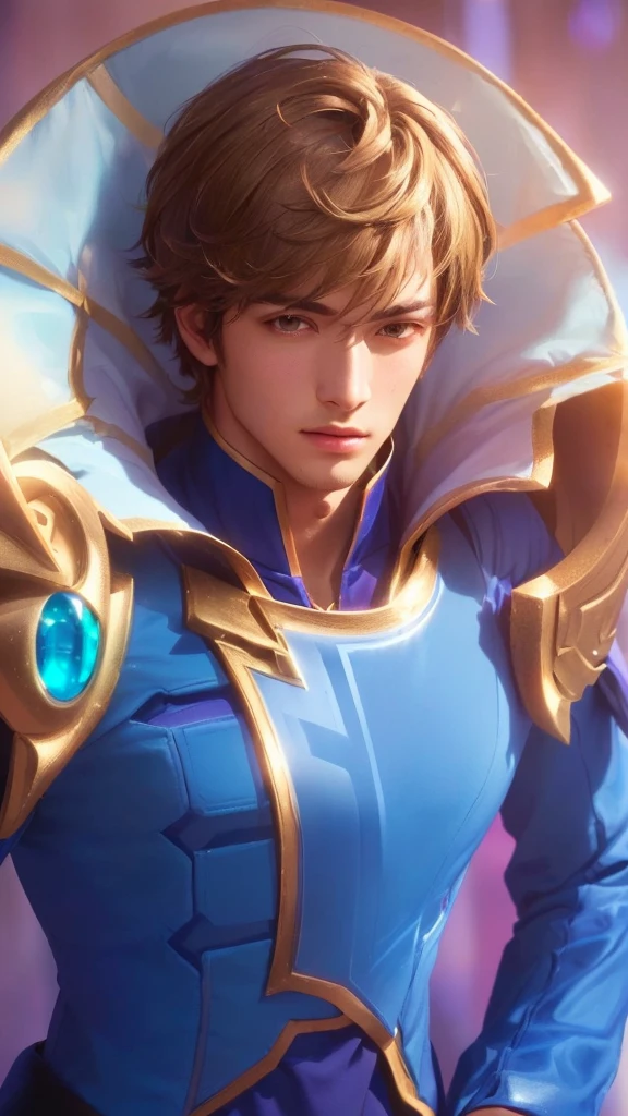 1 young man, with a blue outfit, gold paladin, handsome, holy paladin, male paladin, androgynous prince, detailed face, realistic, photorealistic, photo-realistic:1.37, (best quality,4k,8k,highres,masterpiece:1.2),ultra-detailed,(realistic,photorealistic,photo-realistic:1.37),HDR,UHD,studio lighting,ultra-fine painting,sharp focus,physically-based rendering,extreme detail description,professional,vivid colors,bokeh, highly detailed,cinematic lighting,dramatic lighting