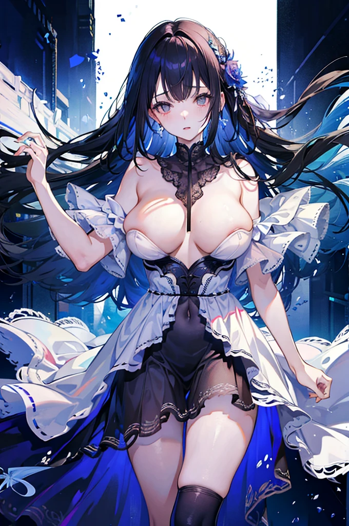  (((masterpiece))), best quality, Ultra-fine CG unity 8k wallpaper，A woman with big ，Beauty，Black long hair，Very transparent nightgown，Lace，weak，Sexy，Color，(Lying in bed)，(nsfw:0.8)，lactation，Milk，😍，