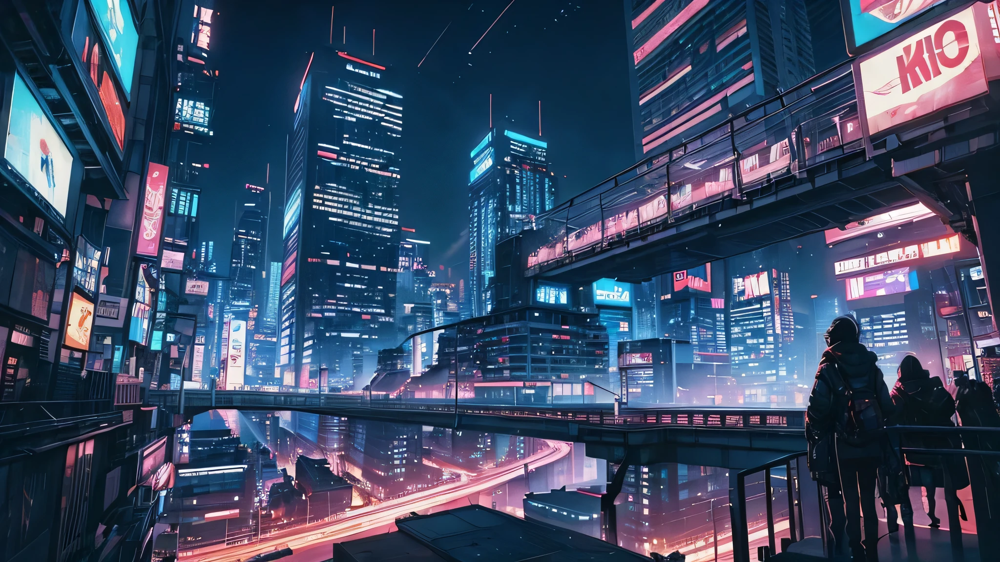 (8k, RAW Photos, Highest quality, masterpiece:1.2), High-quality RAW color photos,City night view with laptop and desk, Ross Tran. Landscape Background, Beautiful cityscape, HD anime cityscape, Awesome Wallpapers, Anime-style streetscape, rossdraws Global Illumination, Sylvain Sarail, City Concept Art, Neo Tokyo Background, By Yuumei, Apartments in cyberpunk, Cyberpunk city background, Background Art, Inspired by Liam Wong