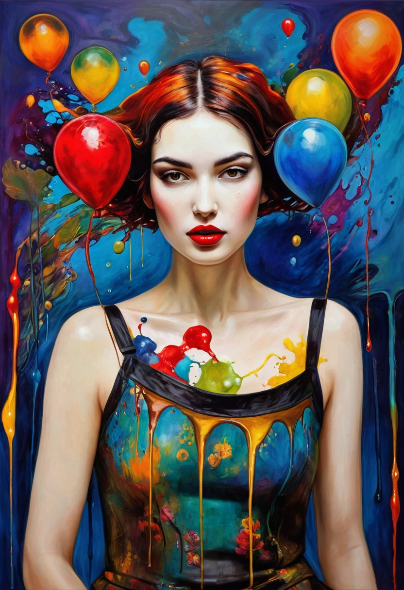 (Artistic Masterpiece of Romantic Life) ( (Themed Art of Life) ( (Conceptual Art) (NFT Exclusive) (Fauvism Work) ()”) Where visual poetry transcends traditional boundaries and embraces the dynamic interplay between creativity and technology Takes),dripping paint,darkart,style, in the style of esao andrews