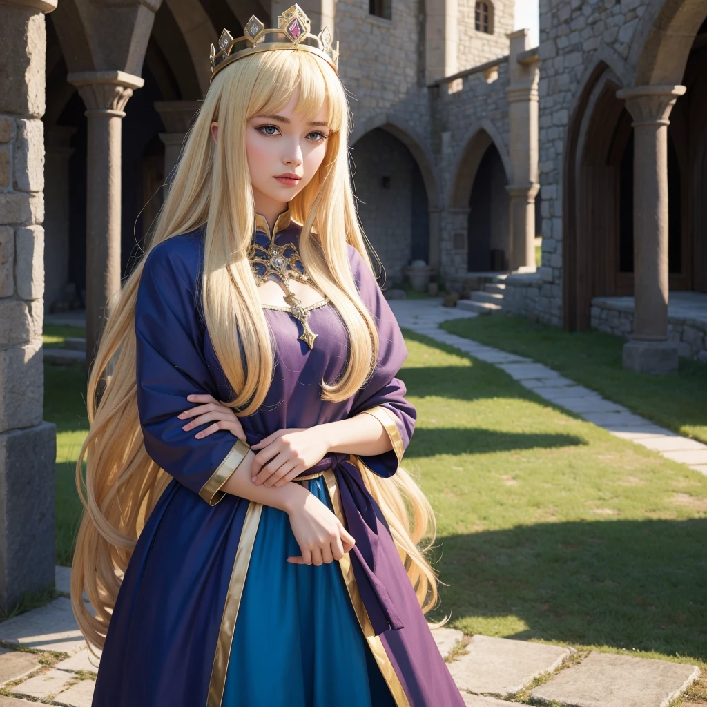 create a 2d pixel art of a blonde medieval princess with seemingly no memory in 64x?? image size