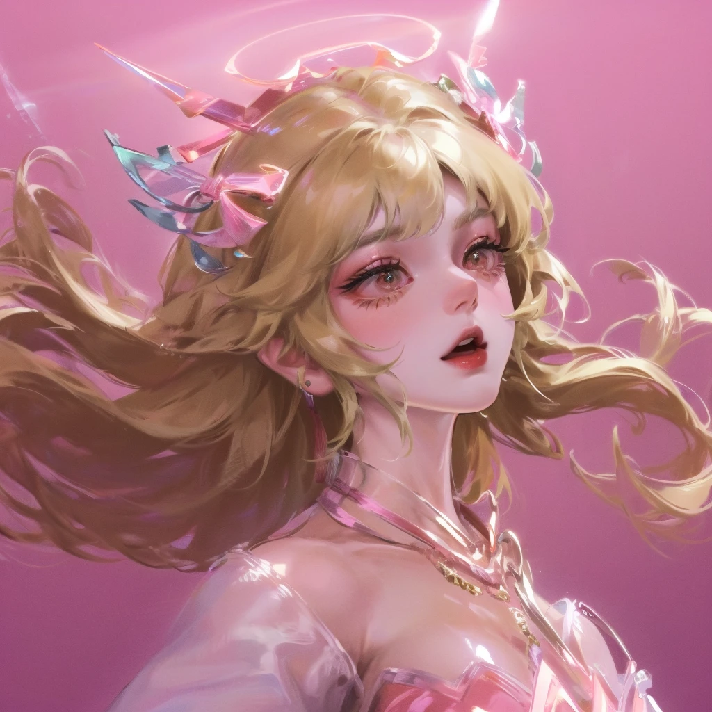 ((masterpiece)),high quality,Extremely detailed,Blonde+White clothing:1.2,Sweet and delicate girl,Bijai,Lolita prostitute,Exquisite facial features,Perfect body,Pearl decorated face,There are bubbles around,Bright colors,Romantic long hair,Natural light,Warm and sweet,Brown eyes,Gorgeous hair accessories,Pink clothing