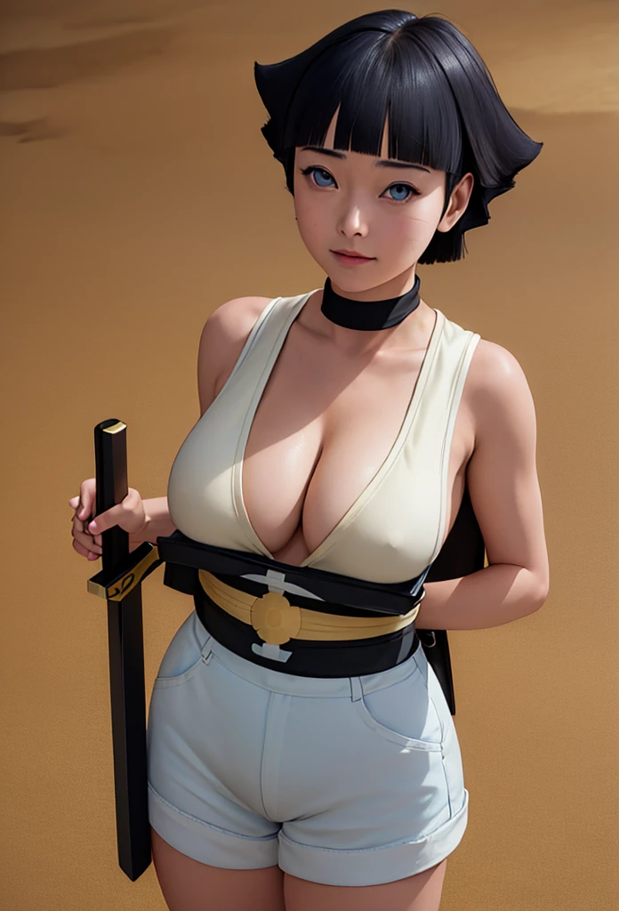 Masterpiece,Solo,One Girl,Himawari Uzumaki,(Boruto),Big Breasts,Perfect Body,Sexy Body Hot,Ultra High Quality,Ultra High Resolution,Ultra Detailed,Photograph 8K,Samurai Girl,Carrying And Holding A Sword,Beautiful,Beautiful Girl,Bra And Panties