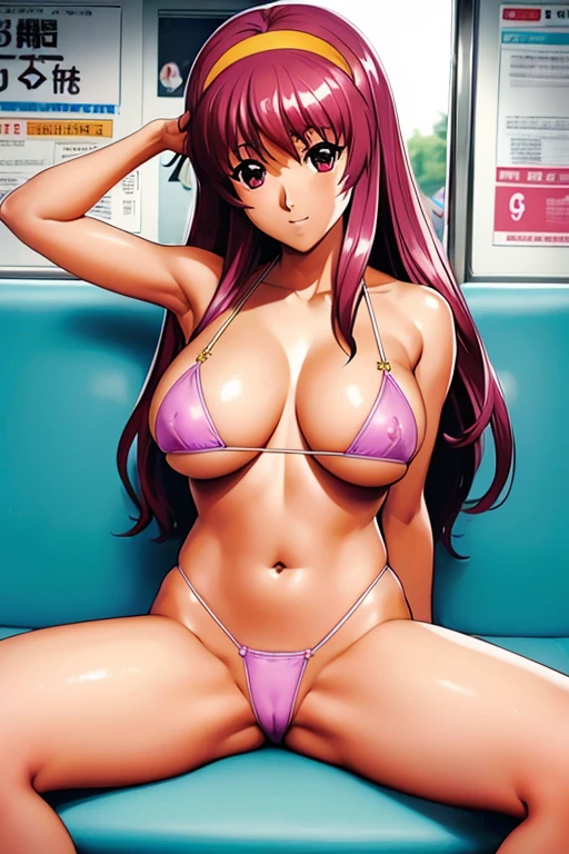 (((Spread your legs))、(((Accentuate your breasts)))、Highest quality, 8k, masterpiece :1.3)), whole body, Sharp focus :One Girl,Shiny skin,Sexy pose,Highest quality,Tabletop,shape,Very delicate and beautiful,Hmph,8k壁紙,wonderful,In detail,Official Art,Very detailedなティッカーUnity 8k壁紙,Incredibly ridiculous,Large file size,Very detailedな,High resolution,Very detailed,Beautiful detailed girl,Realistic,X-ray,The queue is full,(((セクシーなMicro Bikini)))、(((Big Breasts、Long Hair)))、(((train、trainの椅子に座る)))、Stand upright、Cleavage , ((赤色のLong Hair))、Micro Bikini、Sexy pose、Hairstyle: Long hair、Two hands、Shiori Fujisaki、Beautiful belly button