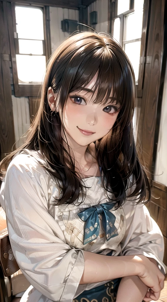 (RAW Photos:1.2), (Realistic:1.4),(masterpiece:1.3),(Highest quality:1.4),超High resolution,(Beautiful Eyes),(Detailed facial features),(Detailed characteristics of the garment),High resolution,8k resolution, Focus Only, (Light brown hair, Bob Hair, bangs), Perfect for your skin, (Glowing Skin),(Slender girl),dream-like,
(Highly detailed illustration),Check the comments,Request for Comments,scenery,No text,
Virtual Girl Aim,
(1 girl, Cowboy Shot:1.4),
cute, Innocent,
(smile), --automatic