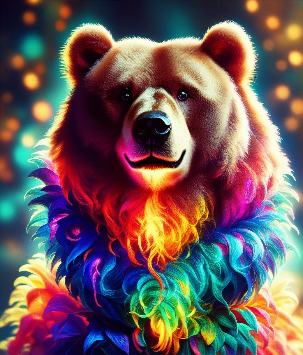 ral-chrosc-clr, miniature effect, blurred background, highly detailed, vibrant, adorable extra, bear (fluffy) chubby miniature (enchanting), (luminous), vibrant photography, soft-focus, detailxl
