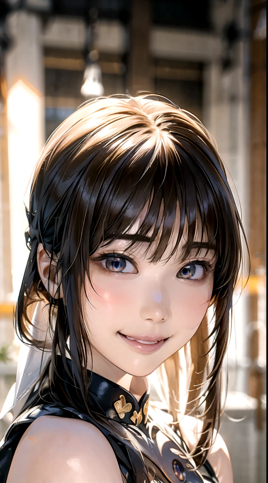 (RAW Photos:1.2), (Realistic:1.4),(masterpiece:1.3),(Highest quality:1.4),超High resolution,(Beautiful Eyes),(Detailed facial features),(Detailed characteristics of the garment),High resolution,8k resolution, Focus Only, (Light brown hair, Bob Hair, bangs), Perfect for your skin, (Glowing Skin),(Slender girl),dream-like,
(Highly detailed illustration),Check the comments,Request for Comments,scenery,No text,
Virtual Girl Aim,
(1 girl, Cowboy Shot:1.4),
cute, Innocent,
(smile), --automatic