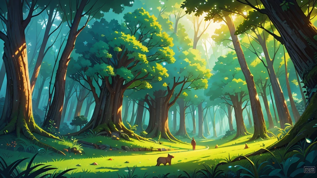 forest brazilian background, forest landscape, nature, digital painting, beautiful digital illustration, fantasia background, night