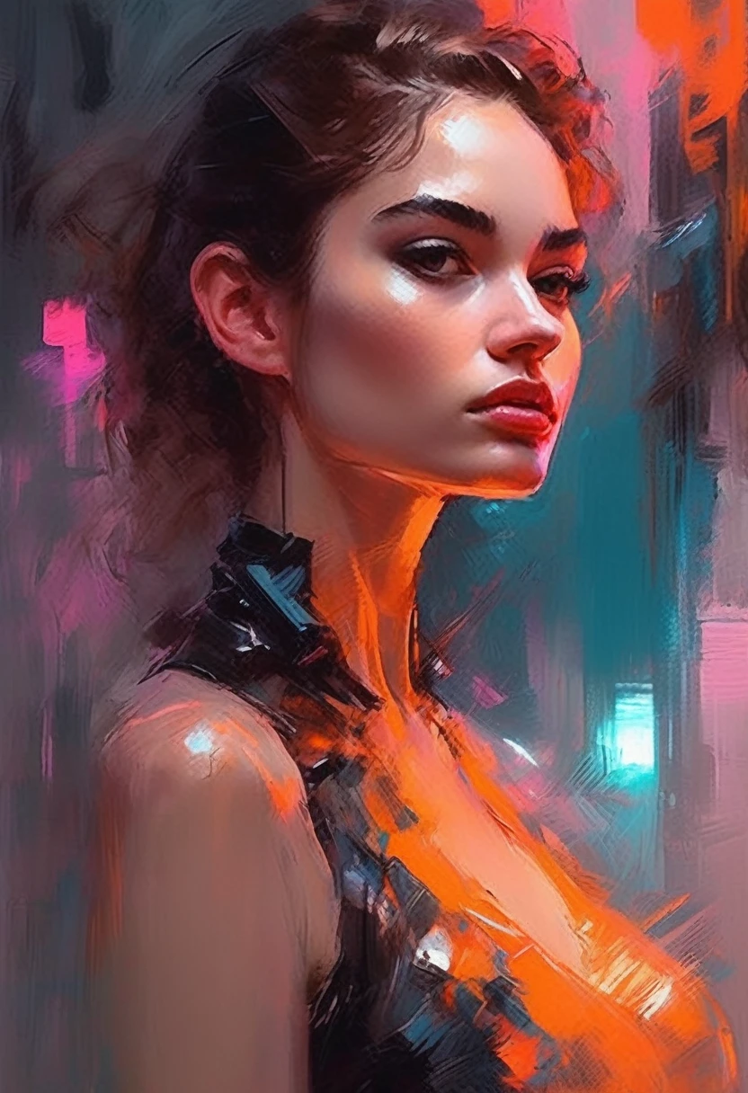 (llyjmscnd woman) art: Henry Asencio, close-up, lava lamp captured in ultra-realistic style, posing in the undulating glow of a neon atmosphere reminiscent of Syd Mead's futuristic aesthetic, the lava inside the lamp seamlessly morphs, soft focus background, neon glow, digital painting, dramatic lighting , artstation trend, sharp focus, studio photo, intricate details, high detail, cleavage, sexy, thigh, short skirt