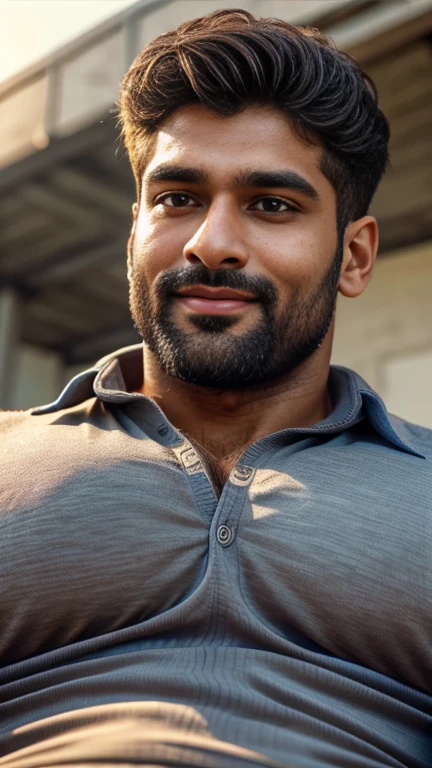masterpiece, best quality, high resolution, closeup portrait, male focus, solo focus, A indian man, 30 years old, with business suit, formal shoes and socks, brown hair, messy hairstyle, cute and seductive face, big chest, facial hair, roman nose, very skinny body, hairy legs, dimples, beard, bold jawline, his perfect big penis is coming out, masterpiece, below, amazing composition, front view, HDR, ultra quality, elegant, highly detailed, in sunlight 