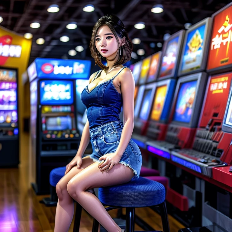  GameShow event girls, (((Song Joo A))) clearly visible the shape of Butt, Full of (Game machine),(pleasure in heaven, life and eternity). (Full body shot:1.2),intricate,ultra detailed,expression art,grand scale,epic,zoomed out,wide angle. (ExtremelyDetailed Beautiful face). 