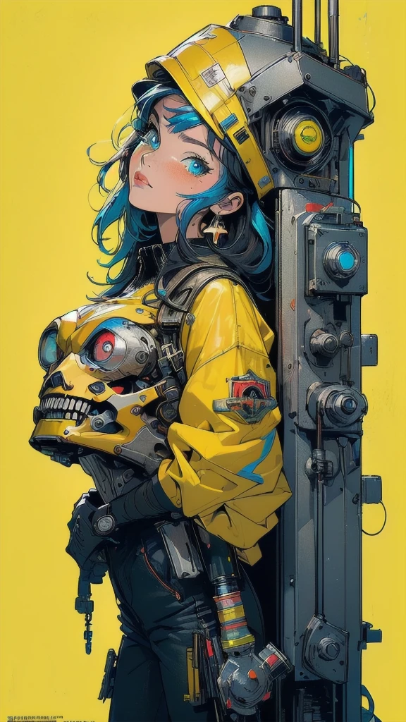 (((masterpiece, highest quality))),(((solo:1.2))),(((1girl:1.2))),32k wallpaper, very detailed, poster, vintage science fiction,(((((geometric cinematic movie poster))))), ((bauhaus)),(shape),(((abstract))),(mid century modern),movie poster,(((((portfolio))))),(((((Close-up))))),(((((bust up))))),((((more various angle)))),((((highlight)))),((((heterochromia)))),(((complete. detailed face))),((((Extremely talented)))),(((((most complecated futristic machine))))),(Colorful color scheme),(((detailed unlimited mechanic complete Equipment))),(((Absolutely Bright yellow background))),((Matte texture background))