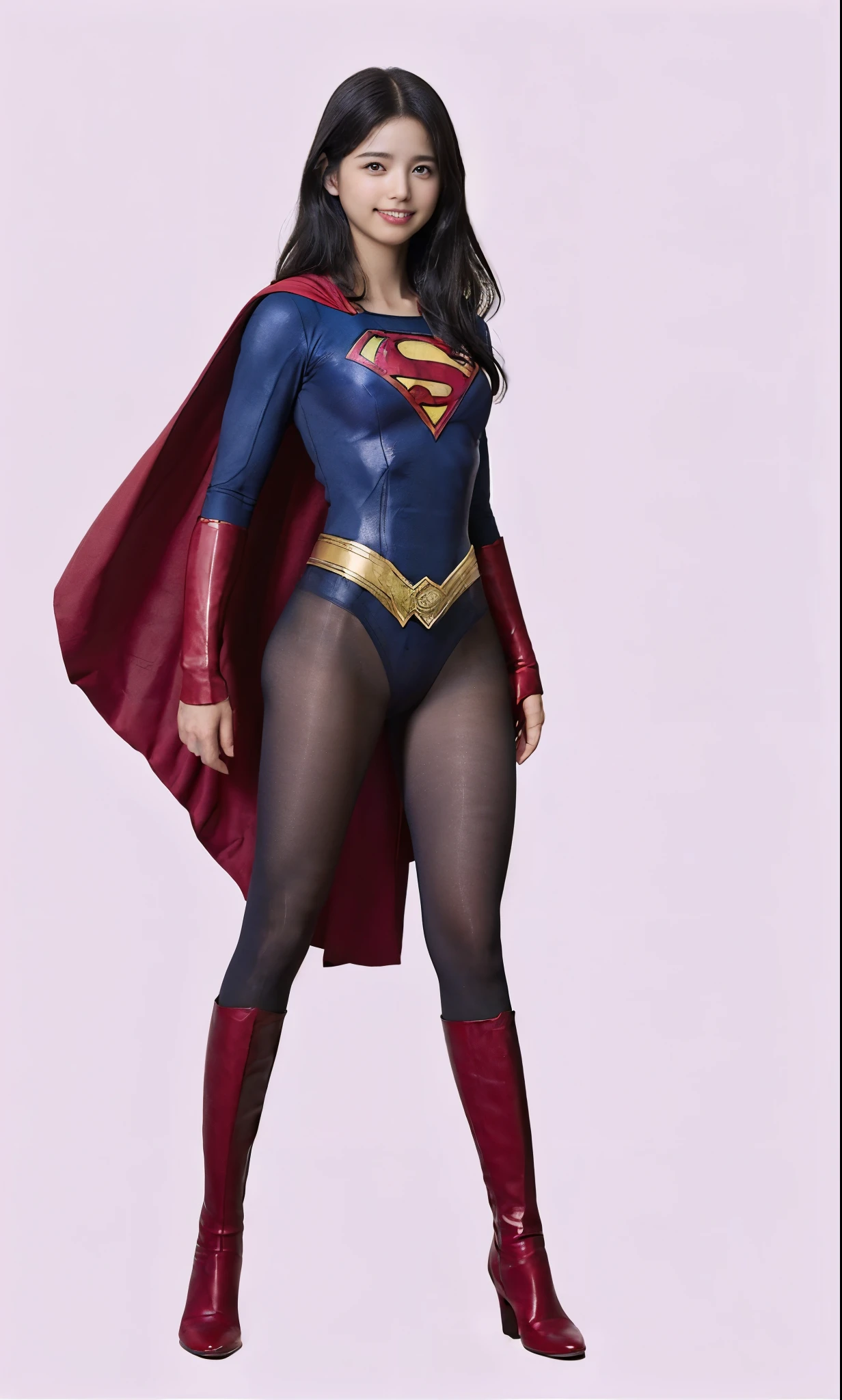 No background、(((Beautiful short haircut)))、(((Beautiful legs in black tights.)))、(((Legally express the beauty of your smile)))、((((Make the most of your original images)))、(((体にぴったりフィットするSupergirl Costume)))、(((Supergirl Costume)))、(((short and beautiful hair)))、(((suffering)))、(((Please wear black tights....、Wear red boots)))、((Best image quality、8k))、((Highest quality、8k、masterpiece:1.3))、(((Preserve background )))、Sharp focus:1.2、Beautiful woman with perfect figure:1.4、Slim Abs:1.2、Wet body:1.5、Highly detailed face and skin texture、8k