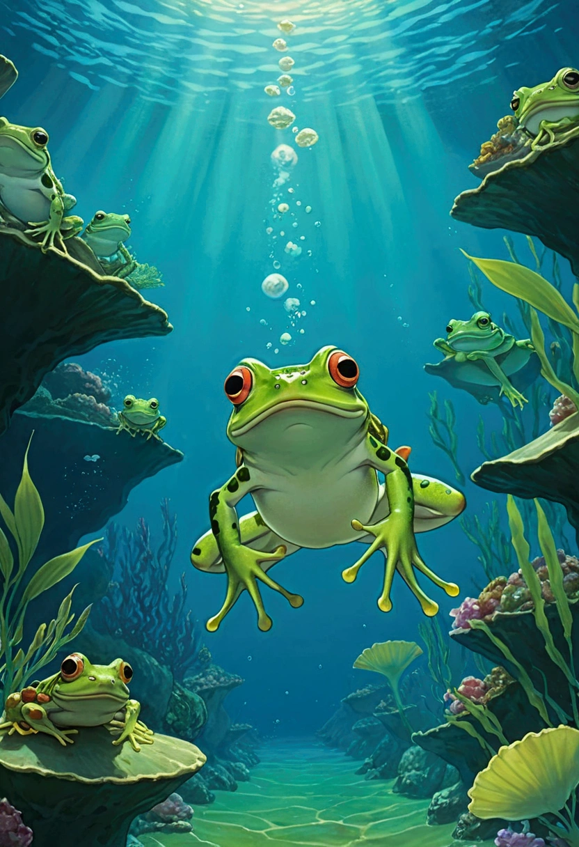 Ghibli　Frog　deep sea　swim