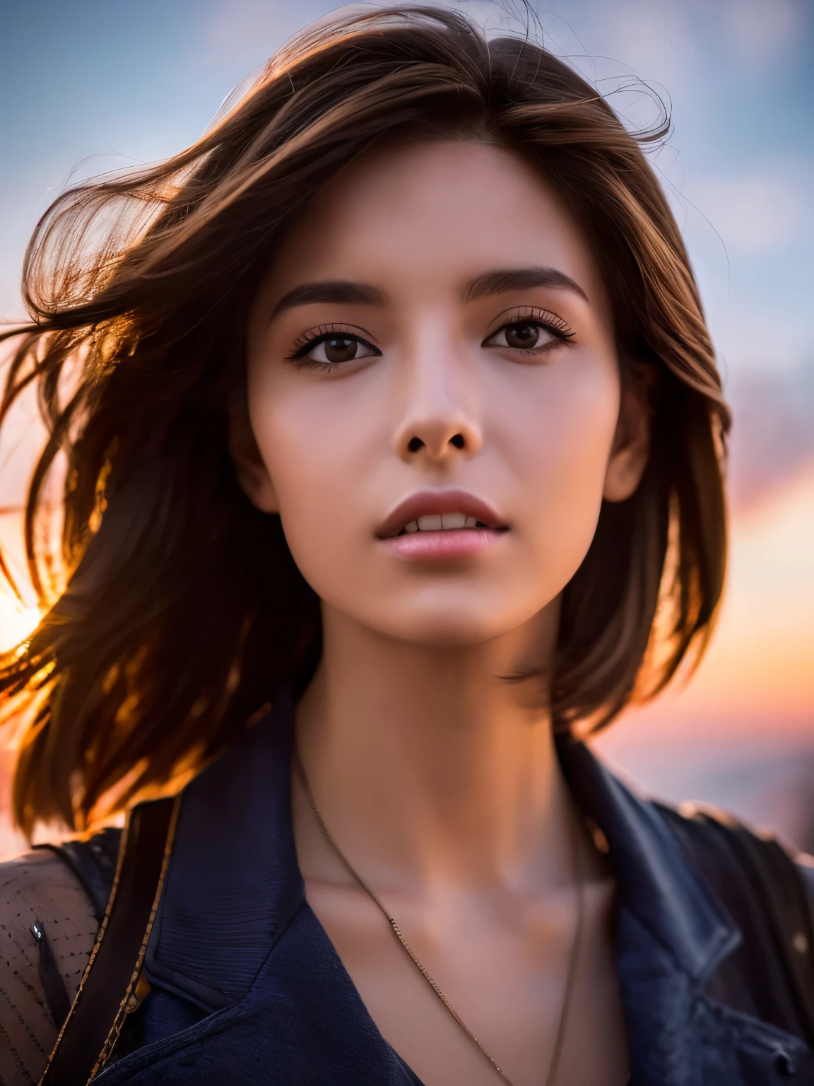 Short Bob Hair, no, (Clear focus:1.2), photograph, Attractive Young Woman, (Pretty face:1.1), Delicate eyes, Sweet Lips, (Bold red lip color:0.85), (slim:1.2), (Long Hair:1.2), Written boundary depth, Bokeh, 4K, High resolution. pass (James C. Christensen:1.2|Jeremy Lipkin:1.1).((Playing electric guitar:1.3))、、Octane, Sky Sky, performer(Sky Sky), landscape, Starry Sky, night, One Girl, night空, solo, Plein Air, built, cloud, evening、 Sit on, wood, Hair length, city, silhouette, 都city景観,Realistic、Wearing 1980s clothing