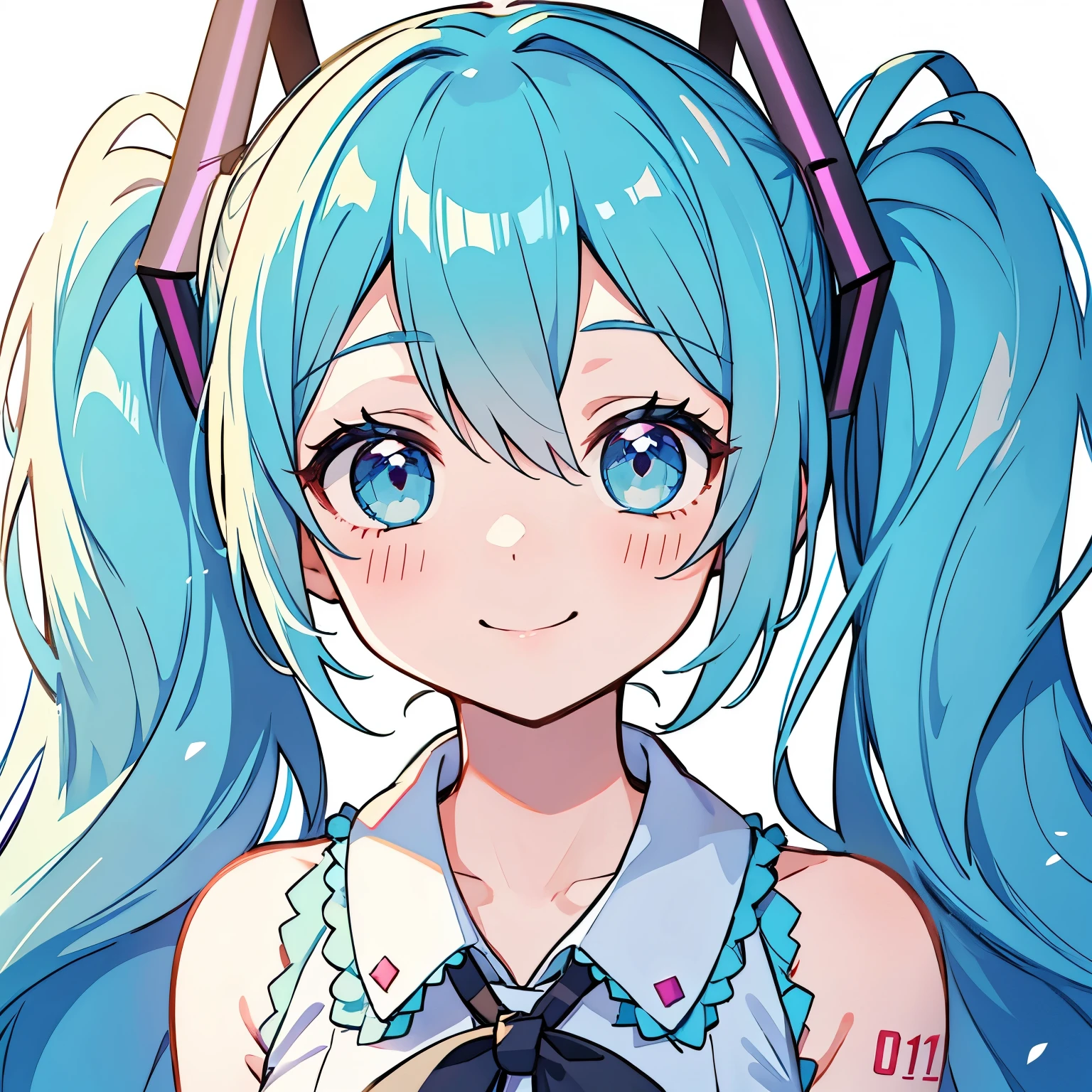 One Girl、hatsune miku、Twin tails、smile、colorful、Lovely、Aster piece illuminated by spotlight、Highest quality、Perfect Face