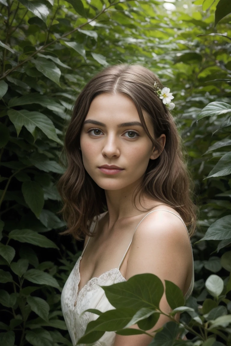 Photographie de portrait, Belle Fenmale,Jardin forestier, seulement