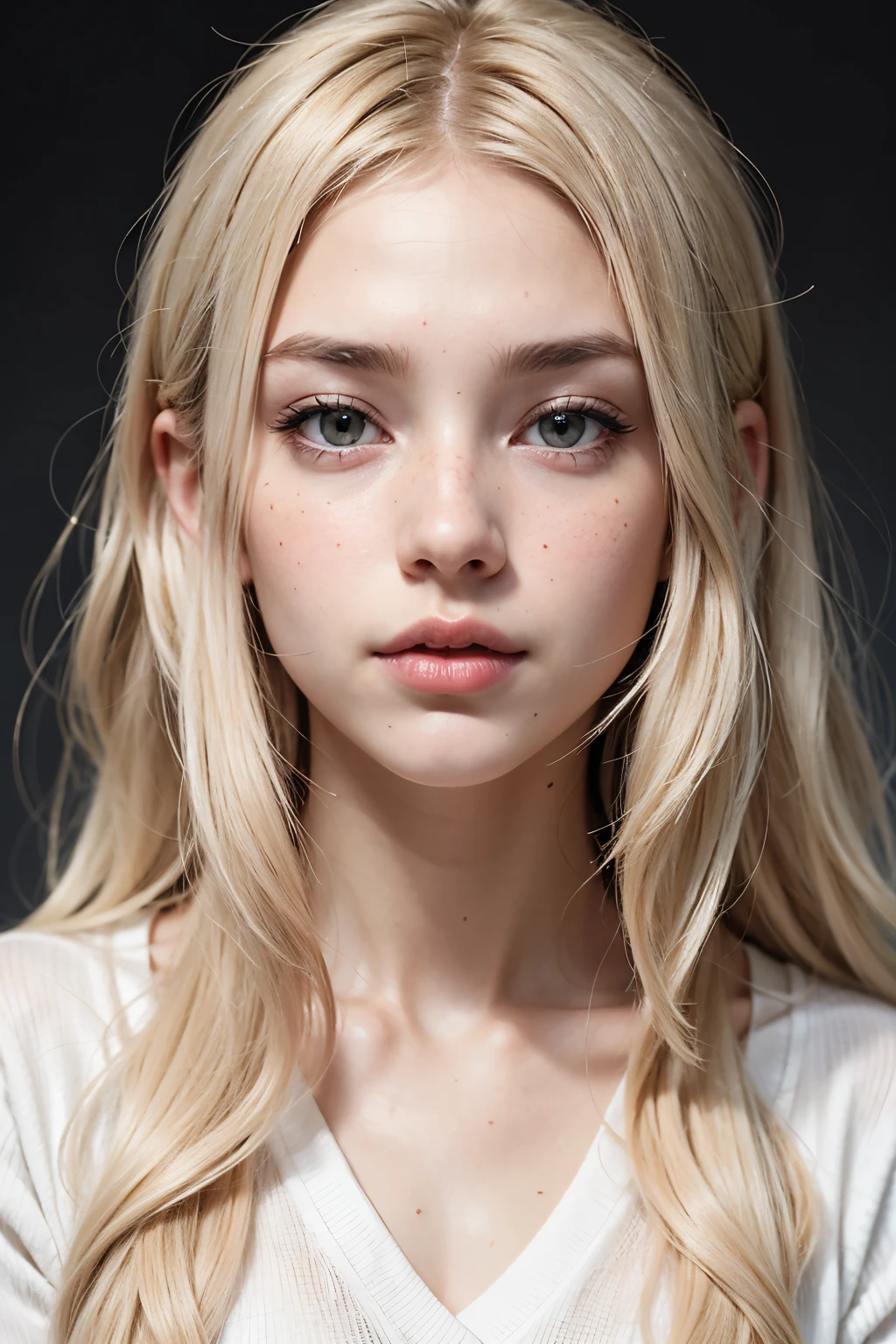 Light blonde hair, Wavy blonde hair, Long Hair, With small fringe, black eye, Beautiful upturned nose, Thick lips, Cupid with heart shaped lips.., Pink Lips, pale, White skin, Feels good and soft on the skin, I have freckles and moles, Beautiful Eyebrows, Very beautiful clavicle, She wears a polo shirt, Dark red, Women and'underwear, slim and beautiful stomach, Bear neckline, (Large Breasts, Soft Breasts, Natural Breasts, Bear neckline), Looking into the camera, auto photography,I can see your chest,Upper body composition, High resolution, Anatomically correct, Very detailed, Textured skin, Open your mouth a little,