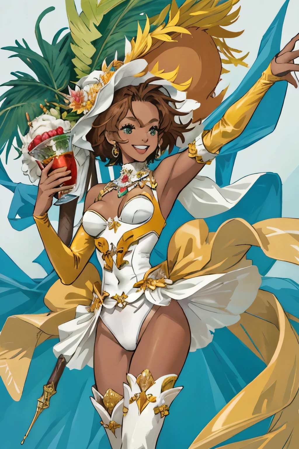 Highest quality, Official Art, masterpiece, Fabric Shading, High resolution, Very detailed, colorful, Best details, High leg samba micro costume:1.5, Microwave is fine:1.9 Yuki Mori:1.5, 1 female, Age 25, Brown Hair, Medium Hair,Big Ass:1.9, {{{{{Dancing enthusiastically in a parade:1.9}}}}}, Standing on one leg, A bustling boulevard, sunny, skinny, {{Surrounded by male photographers:1.9}}, She has been photographed by many male photographers..:1.7, There is a snowstorm, Blessed, welcome:1.5, Camel Toe:1.9, Ground level shot