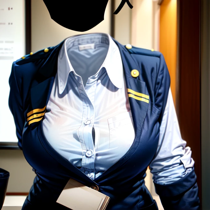 Air hostess uniform (invisible, no humans, Headless, Faceless:1.5), cute big breasts, Ridiculous, High resolution, Super detailed, clothing details