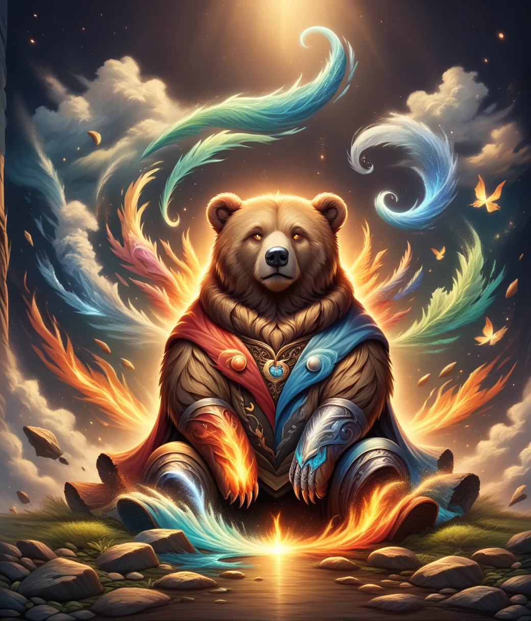 DonMM4573r0f3l3XL, anthro bear, full body, magical, whimsical, fairytale, fantasy