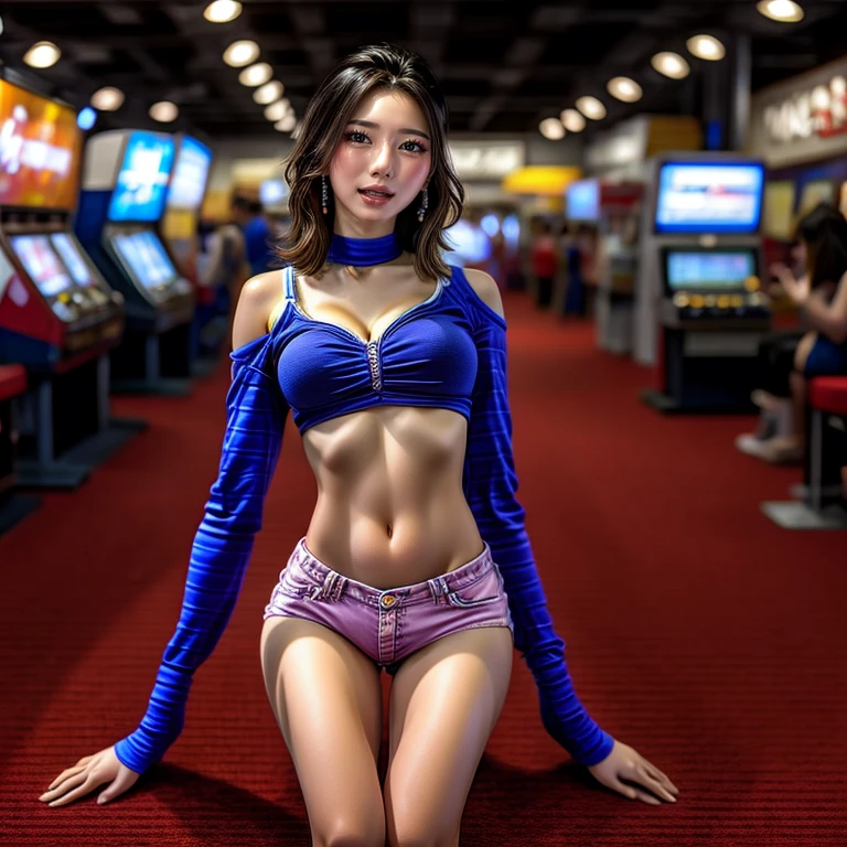 GameShow event girls in sexy costume, (((Song Joo A))) clearly visible the shape of Butt, Full of (Game machine),(pleasure in heaven, life and eternity). (Full body shot:1.2),intricate,ultra detailed,expression art,grand scale,epic,zoomed out,wide angle. (ExtremelyDetailed Beautiful face). (Exposed:0.55)
