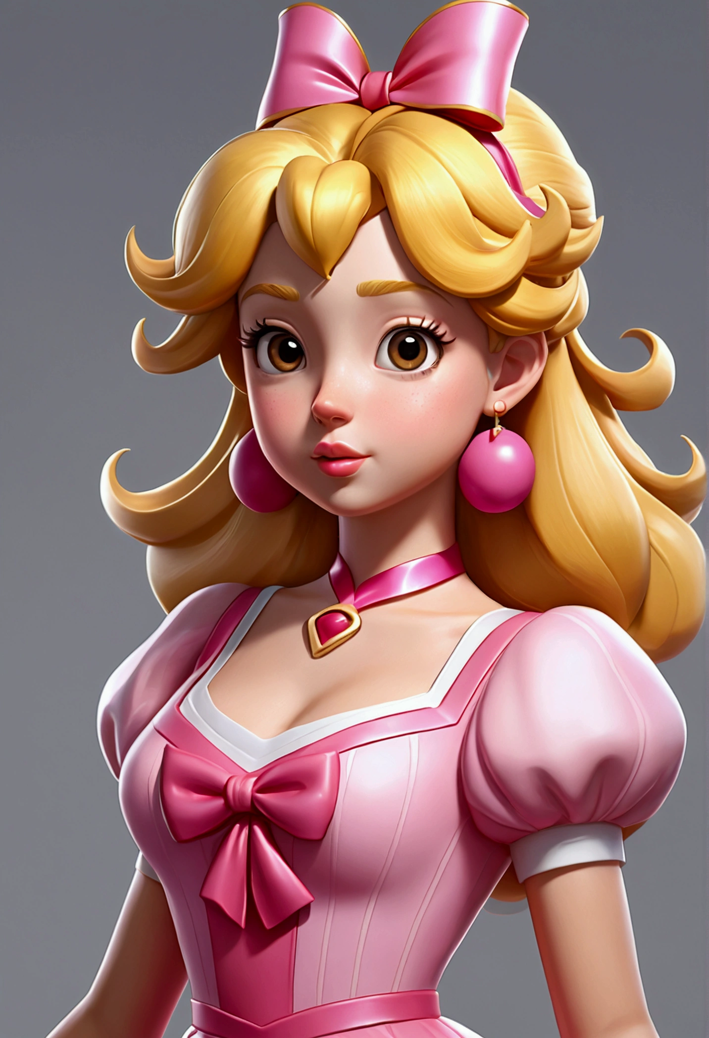 Cartoon girl with blonde hair and pink ribbon on her chest, 3D icon for mobile games, High detail of an iconic character., cute character de dibujos animados, beautiful 3d render, 3d character art, cartoon render, Adorable digital painting, cute character, @ brush, 3D stylized, cartoon character, 3D character, 3D character, Princesa Peach