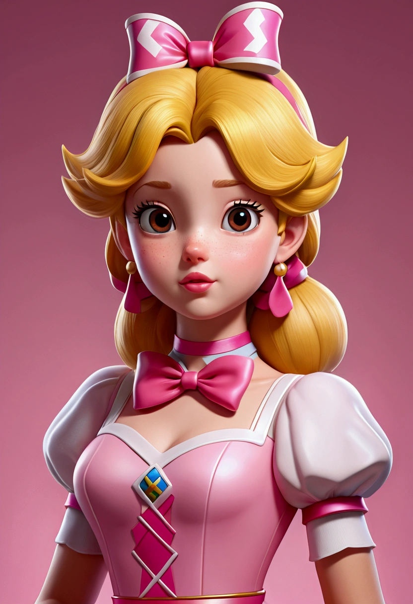 Cartoon girl with blonde hair and pink ribbon on her chest, 3D icon for mobile games, High detail of an iconic character., cute character de dibujos animados, beautiful 3d render, 3d character art, cartoon render, Adorable digital painting, cute character, @ brush, 3D stylized, cartoon character, 3D character, 3D character, Princesa Peach