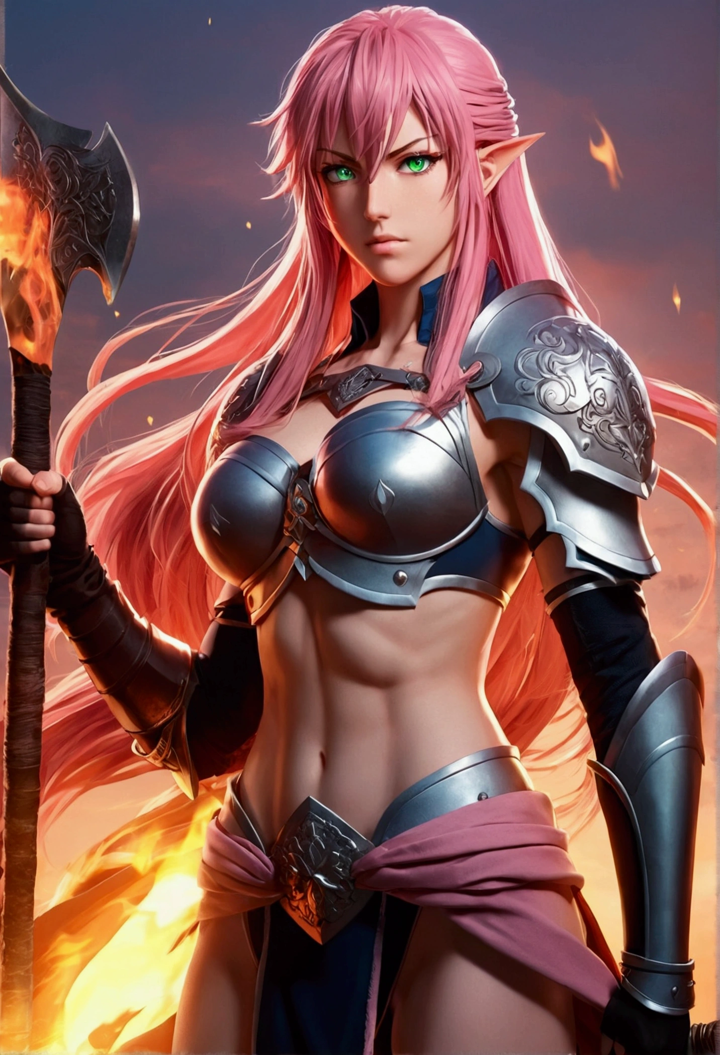 A young 15- yr old chimera girl with lovely charming face, having phoenix skin tone pigmenting texture, (wearing nose ring), (body builder, athletic masculine size body),(having a lots of battle scar's), (phoenix skin texture masterpiece ), (tomboyish cyber punk hairstyles look), (( wearing helmet with horns)), (serious, with exposed teeths showing large fangs)(perfect full body detailed anatomy), (Super accessories detailed), (fighting  pose), (perfect detailed bright sparkling eyes),( short illuminating hair), ((expose big hard erect nipples))(( wearing illuminating transparent armored panty and bra,  with pussy clitoris exposed ))((legs wide open showing pussy line))(( Wearing illuminating transparency lion costumes )), (( holding a treasure axe or treasure war hammer )), ( crystalized cliff background), (( illuminating different lights covering the sorrounding atmosphere  of battle fields)) on its back wearing  dark cape detailed design, has a angry face, 7 different perspective view of that same girl & face profile sheet character style 