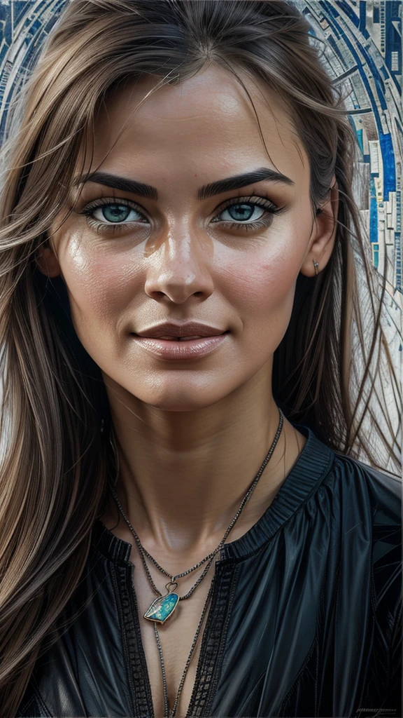 a collage of a woman's face in mosaic, in the style of andrew atroshenko, peter gric --ar 73:109 --stylize 750 --v 6