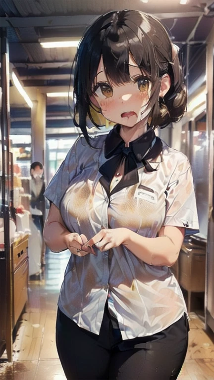 (must be follow these prompts:2.2),masterpiece,best quality,extremely detailed,(in her clothing:3.0),(in her formal styled business suit clothing:2.6),(adorable expression:2.5),(usual face:2.2),(displayed one girl on single picture:2.4),(black hair:2.1),(A short, slightly plump new employee in a business suit working in modern Tokyo:2.2),(The new employee is short and wears a business suit that looks ready to burst.:2.1),(A cute moan like a young girl:2.1),(The new employee was covered in very pale amber-colored semen that had soaked into his clothes.:1.5),(The new employee is wearing a business suit that has been stained with a slightly brownish-yellowish stain from a previous .:1.8),(The new employee's breasts, covered by her business suit, are bulging out due to her strong sexual desire.:1.9),(Lewd love juices dripping down the inner thighs of his dark grey trousers:2.1),(in her clothing massively ejaculated:2.6),(in her clothing over and over again ejaculated:2.4),(seminal frousy girl:1.9),(in her clothing unbelievably ejaculated:2.4),(men's elected twangers were inserted her:2.3),(in her clothing massively ejaculated:2.2),(A new employee with a plump, round body:2.3),(she was already stroked up to the depth intervaginal sensual spot:1.7),(notably buldged up her inner labia majora:2.6),(A young, shy moan:1.5),(having big breasts in her clothing:2.5),(A new employee with a very innocent look while working in the office:2.3),(The new employee is short but has a slightly plump body.:2.1),(The crotch of his dark grey trousers is heavily discolored with love juice stains.:2.5),(The new employee is convulsing and dripping love juice from her pussy, which is hidden under her pants.:1.8),(The new employee's dark grey trousers, tightly encircling her plump thighs, are damp with lascivious secretions.:1.9),(The new employee endures the slush between his legs by keeping his dark grey trousers on tight.:2.5),(The corner of a young girl's body々A new employee whose entire body was toyed with by the lewd urges that wriggled wetly.:1.7),(A new employee who is always holding his crotch over his dark grey trousers:1.7),(A moan filled with childish embarrassment:1.5),(The new employee's suit-covered breasts and nipples are bulging with lust.:1.8),(The new employee's lewd body beneath her clothes is swelling slightly with her lascivious reaction.:1.6),(The new employee works very diligently.:2.5),(The new employee has short, thick legs.:2.2),(first time々New Employees:2.2),(she looks like japanese idol:2.3),(The dark grey trousers are made of a durable fabric that will never tear.:4.3),(Her bursting breasts are completely hidden under a dark grey office suit:2.4),(she looks like a lolita:2.0),(All of this happened to the new employee himself, not anyone else.:2.1),(Slimy semen was leaking from the crotch area of his dark grey trousers.:1.6),(tough business suit:2.2),(Make sure to depict the face:5.3),(Calm expression:4.3),(Innocent face:3),(The story focuses on just that one new employee.:3.3),(The only characters that appear are the new recruits.:4.2),(Portrait Style:5)