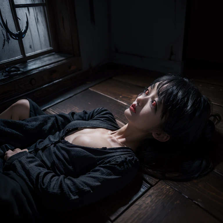 (masterpiece:1.4),Highest quality,Ultra-high resolution,(Photorealistic:1.6),(Horror:1.6),Boy and girl twins,Wooden floor,Scared,fear,Creepy,薄darkです,dark,darkness,Creepyな,strange,Unlucky,Ephemeral,dark,(night:1.6),(midnight:1.6),Shadow,