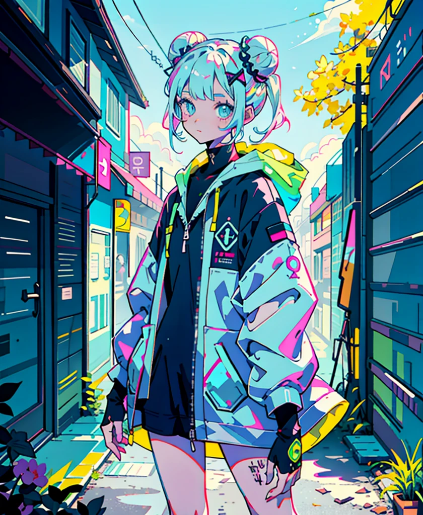 Anime Girls, Wild Spirit, Neon pastel colors, Double Buns, Ron Grove, Pagan Dress, scar, Stickers, nymph, nice, beautiful, Dancer, cute, Celtic, maniac, To the camera